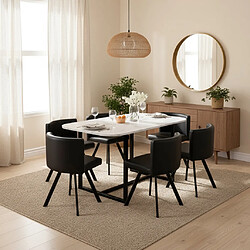 Homy france Ensemble table 6 chaises - Marbré blanc