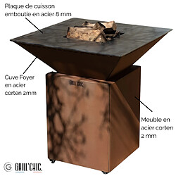 Avis GRILL CHIC Braséro CEVENOL Simple Cuve Corten Carré 83cm