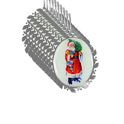 Pluto Médaillon rétro blanc du Père Noël cintre de Noël (lot de 10)