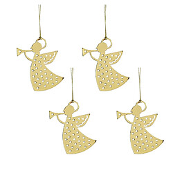 Pluto Ange doré en métal cintre de Noël (lot de 4)