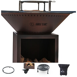 GRILL CHIC Pack Brasero Classique Acier Thermolaqué 83x90 cm Imitation Corten Double Cuve