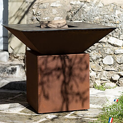 GRILL CHIC CEVENOL Brasero Plancha Barbecue Simple Cuve Corten - Carré - 103 cm