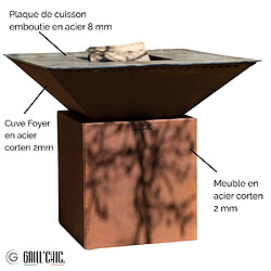 Avis GRILL CHIC Braséro CEVENOL Simple Cuve Corten Carré 103cm