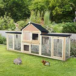 Home Deluxe Clapier à lapins en bois CUNA - 210 x 84 cm