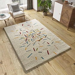 ATTICGO Tapis shaggy géométrique BREMEN crème/multicolore 80x150 cm