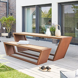 Home Deluxe Ensemble de sièges en acier KOBON Marron - Made in Germany - 1 x banc + 1 x table