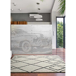 ATTICGO Tapis shaggy ethnique ATLAS blanc 60x120 cm
