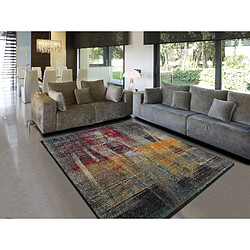 ATTICGO Tapis abstrait BIANCA gris/rouge/orange 60x120 cm