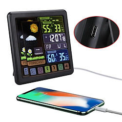 INF Station météo sans fil intérieure extérieure avec thermomètre/horloge atomique
