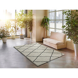 ATTICGO Tapis shaggy ethnique ATLAS blanc/crème/noir 60x120 cm