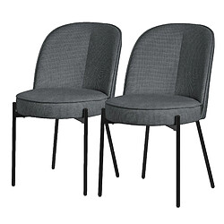 ML-Design Lot 2 chaises salle à manger anthracite polyester pieds en métal confortable