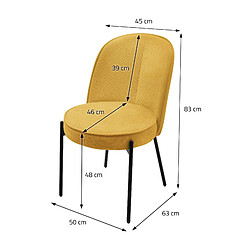 ML-Design Lot 2 chaises de salle à manger moutarde polyester pieds en métal confortable pas cher