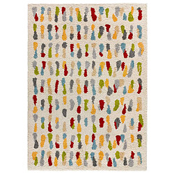 ATTICGO Tapis shaggy géométrique BREMEN crème/multicolore 80x150 cm