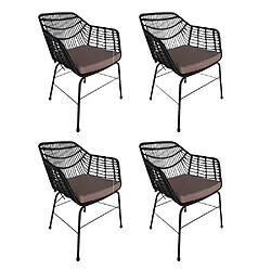 Home deluxe Lot de 4 chaises de jardin - Noir