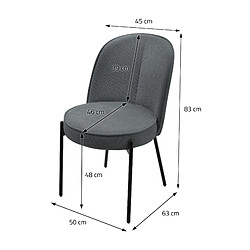 ML-Design Lot 2 chaises salle à manger anthracite polyester pieds en métal confortable pas cher