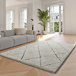 ATTICGO Tapis shaggy scandinave ATESA crème/noir 60x120 cm
