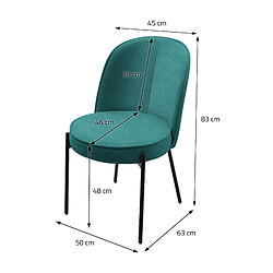 ML-Design Lot 2 chaises de salle à manger pétrole polyester pieds en métal confortable pas cher