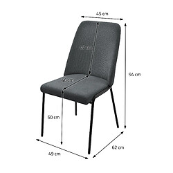 ML-Design Lot 2 chaises de salle à manger rembourrées anthracite polyester pieds en métal pas cher