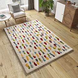 ATTICGO Tapis shaggy géométrique BREMEN crème/multicolore 80x150 cm