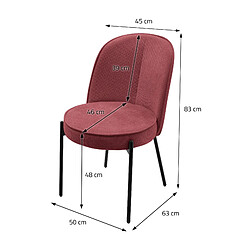 ML-Design Lot 2 chaises de salle à manger rouge polyester pieds en métal confortable pas cher