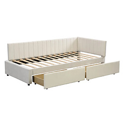 Acheter modfu Lit enfant 90x200 cm avec 2 tiroirs et sommier à lattes, en velours, beige