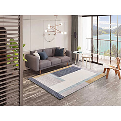 ATTICGO Tapis géométrique CLASS beige/bleu/gris 80x150 cm
