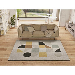 ATTICGO Tapis scandinave DOMUS beige/multicolore 80x150 cm Tapis à poils courts - Polypropylène - Scandinave - Beige/Multicolore - 80x150 cm