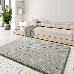 ATTICGO Tapis shaggy à relief MOLIER gris 60x120 cm