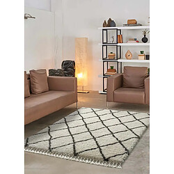 ATTICGO Tapis shaggy uni SAMIRA blanc 60x120 cm