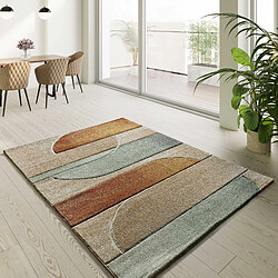 ATTICGO Tapis géométrique SORA beige/rouille/vert 140x200 cm