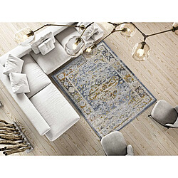 ATTICGO Tapis vintage SPRINGS bleu/rouille/beige 192x290 cm