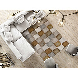 ATTICGO Tapis damier LENA rouille/beige/gris 120x170 cm