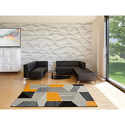 ATTICGO Tapis géométrique LEO gris/noir/moutarde 140x200 cm