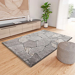 ATTICGO Tapis shaggy moderne à relief KIVET gris 140x200 cm
