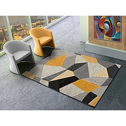 ATTICGO Tapis géométrique GLADYS gris/noir/moutarde 160x230 cm
