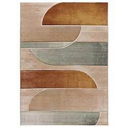 ATTICGO Tapis géométrique SORA beige/rouille/vert 140x200 cm