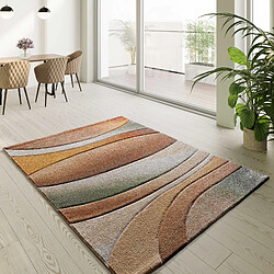 ATTICGO Tapis géométrique SORA beige/rouille/vert 140x200 cm