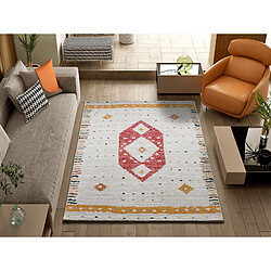 ATTICGO Tapis ethnique STORY blanc/multicolore 60x120 cm