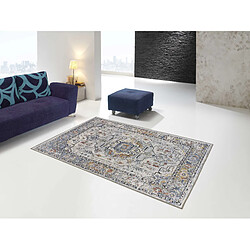 ATTICGO Tapis vintage MABEL gris/multicolore 140x200 cm Tapis à poils courts - Polypropylène - Vintage - Gris/Multicolore - 140x200 cm