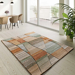 ATTICGO Tapis géométrique SORA beige/rouille/vert 140x200 cm