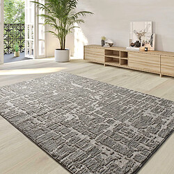 ATTICGO Tapis shaggy à relief LIMA gris 120x170 cm
