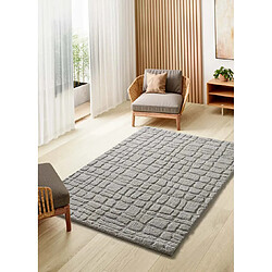 ATTICGO Tapis scandinave à relief JUNO gris 64x120 cm