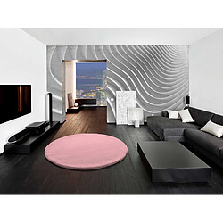 ATTICGO Tapis lavable rond shaggy FOX rose 120x120 cm Tapis à poils longs - Lavable - Antidérapant - Polyester - Shaggy - Rose - 120x120 cm