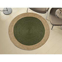 ATTICGO Tapis rond naturel MAHON beige/vert 120x120 cm