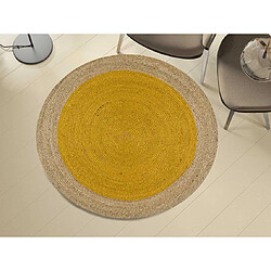ATTICGO Tapis rond naturel MAHON beige/moutarde 90x90 cm