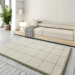 ATTICGO Tapis shaggy à relief MOLIER crème 60x120 cm