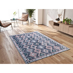 ATTICGO Tapis ethnique CLASS bleu/rose/gris 80x150 cm