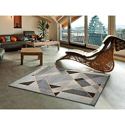 ATTICGO Tapis géométrique LEO gris/noir/moutarde 160x230 cm