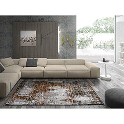 ATTICGO Tapis abstrait SHIRAZ rouille/gris 80x150 cm