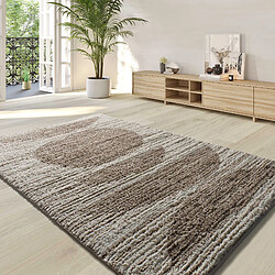 ATTICGO Tapis shaggy à relief LIMA beige 140x200 cm